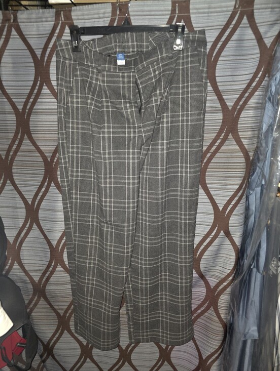 Old Navy Pants - Old Navy Charcoal and White Plaid Wide-Leg Trousers